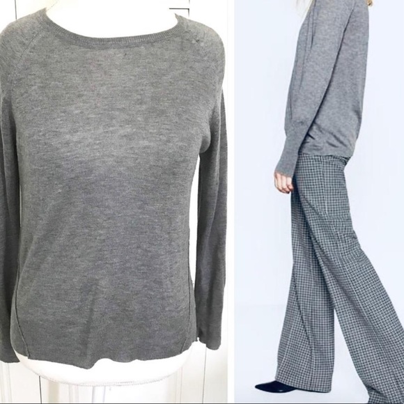 Zara Knit Gray Lightweight Sweater Small - Picture 7 of 7